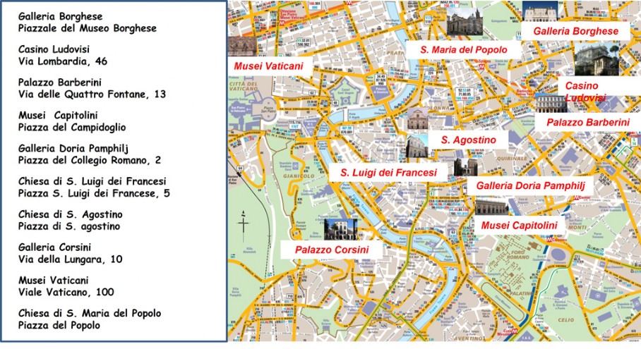 Mappa dei Luoghi Culturali di Roma Mappa di Roma con luoghi di interesse culturale segnati.